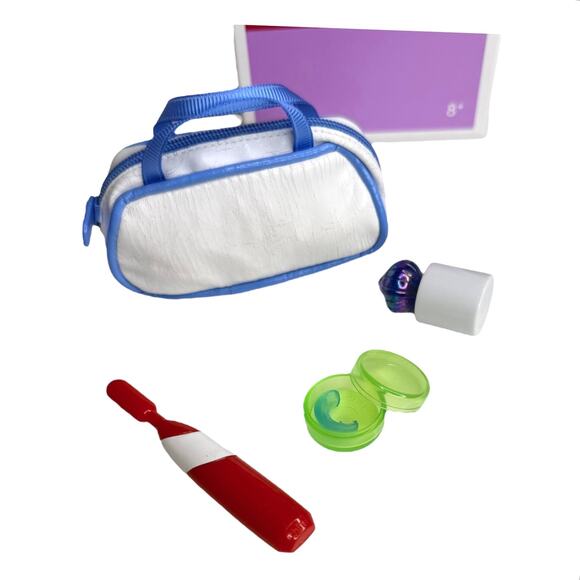 American Girl SLEEPOVER KIT Zip Duffle Toothbrush Retainer Doll Accessories Box - Picture 3 of 7